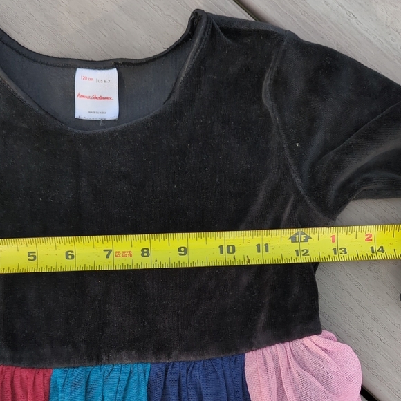 Hanna Andersson Black Velour Dress with Multicolor Tulle Skirt 6 7 - Picture 5 of 16